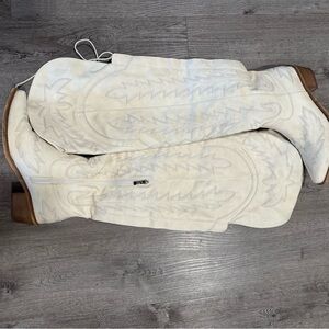 White Western Cowboy Boots Thigh High